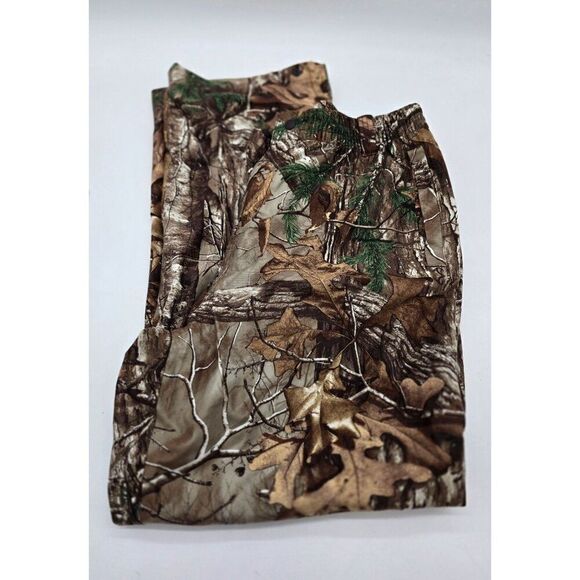 Deer Camp Mens 2X Camouflage Hunting Pants 100% Polyester Elastic Waist Fall Pat - Picture 1 of 12